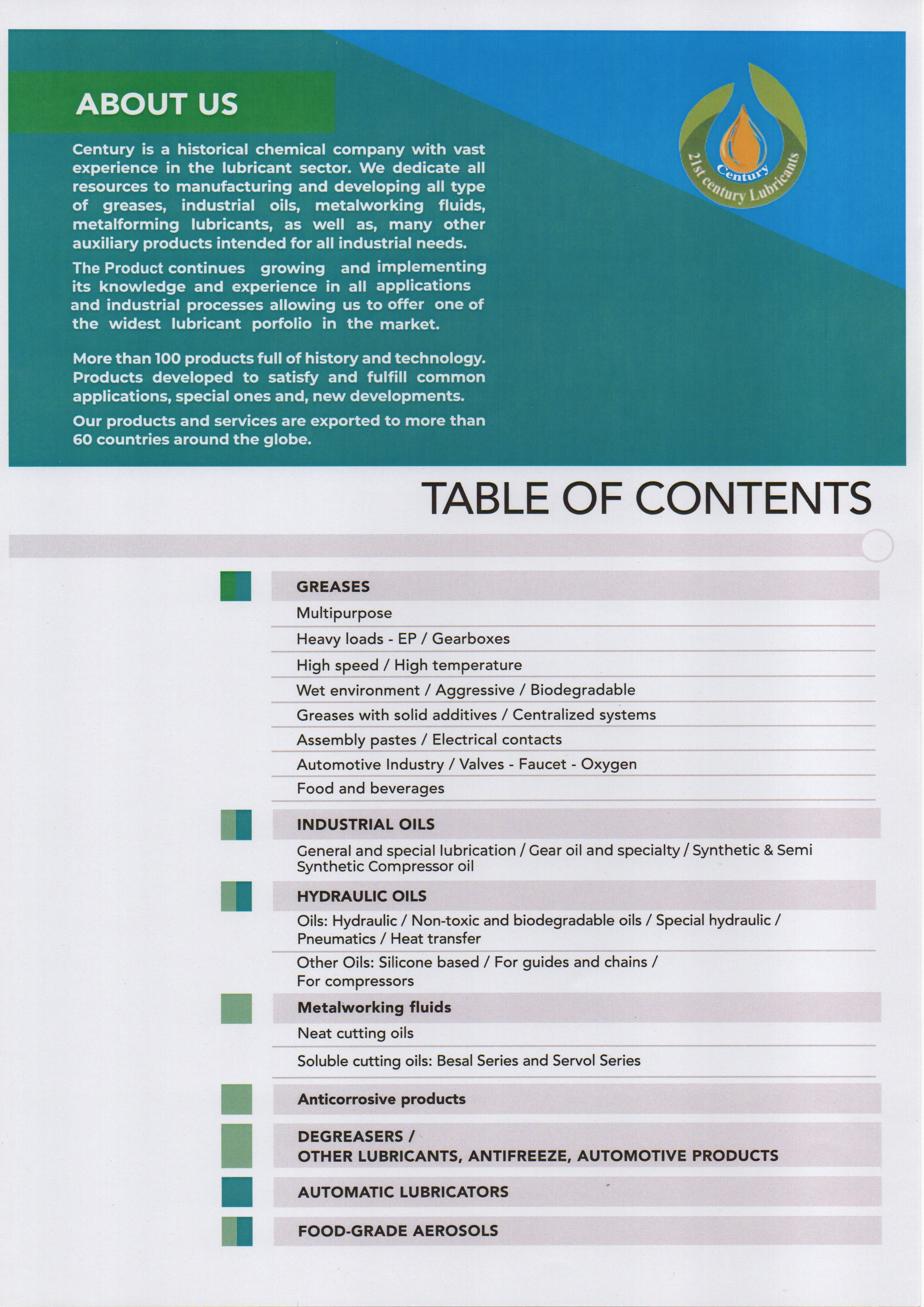 Century Catalog Sheet 3: Food & Beverages NSF-H1 & Halal